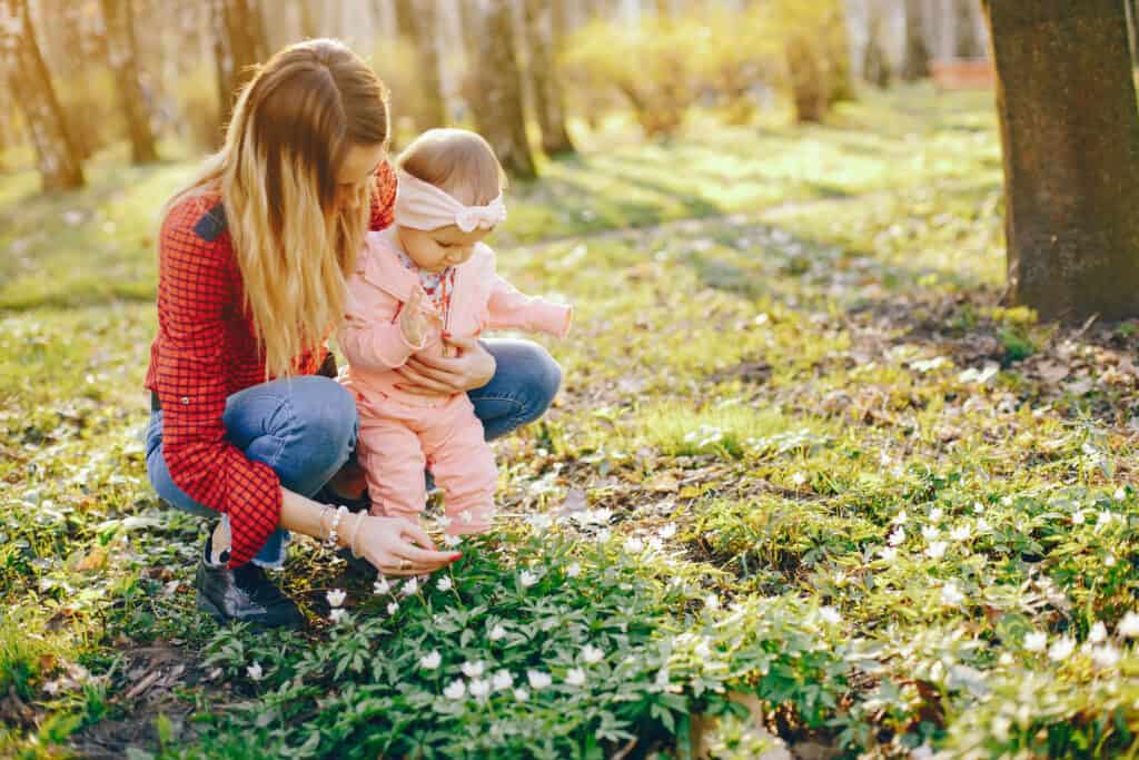 Mom and baby enjoying the seasons of motherhood