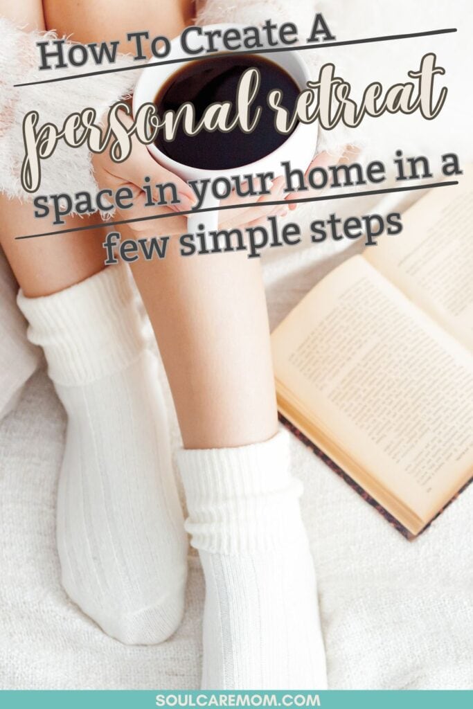 How to create a personal retreat space in a few simple steps - woman with cozy socks on holding a cup of coffee and has a book next to her