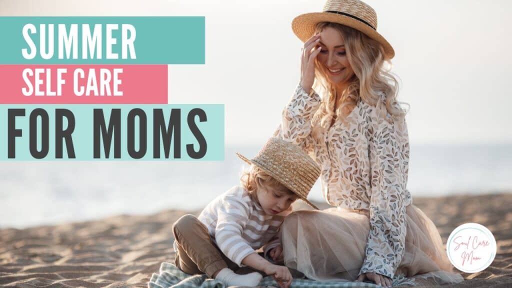 Mom and toddler enjoying some summer self care on the beach